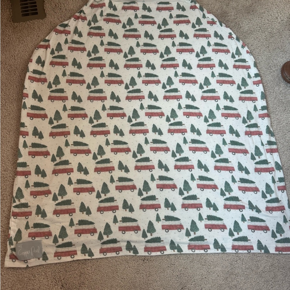 Copper Pearl Baby Car seat cover or nursing cover with Car and Tree Print